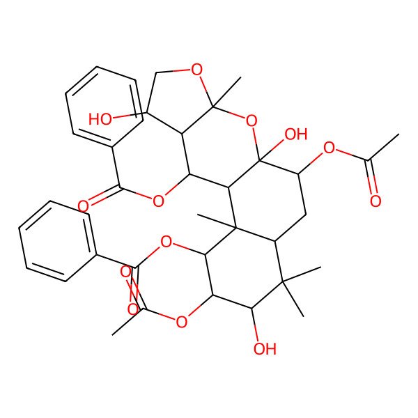 2D Structure of (4,9-Diacetyloxy-3-benzoyloxy-5,10,15-trihydroxy-2,6,6,12-tetramethyl-11,13-dioxatetracyclo[8.7.0.02,7.012,16]heptadecan-17-yl) benzoate