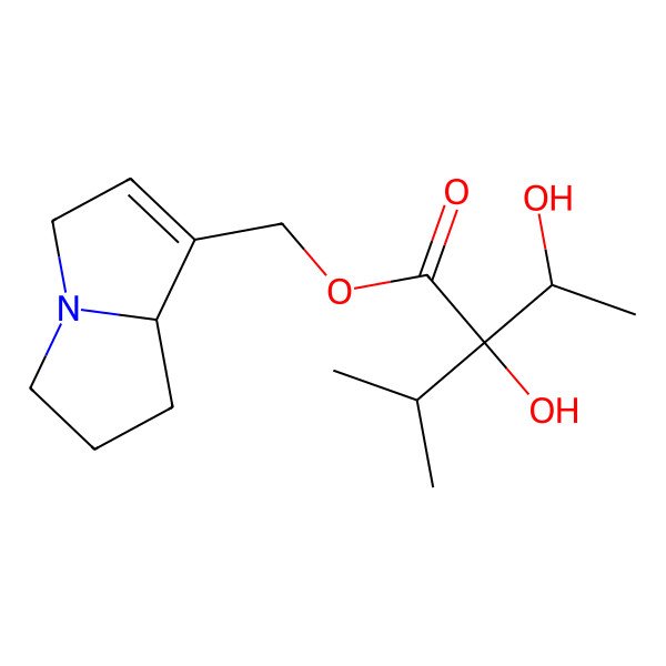 2D Structure of [(8R)-5,6,7,8-tetrahydro-3H-pyrrolizin-1-yl]methyl (2S)-2-hydroxy-2-[(1S)-1-hydroxyethyl]-3-methylbutanoate