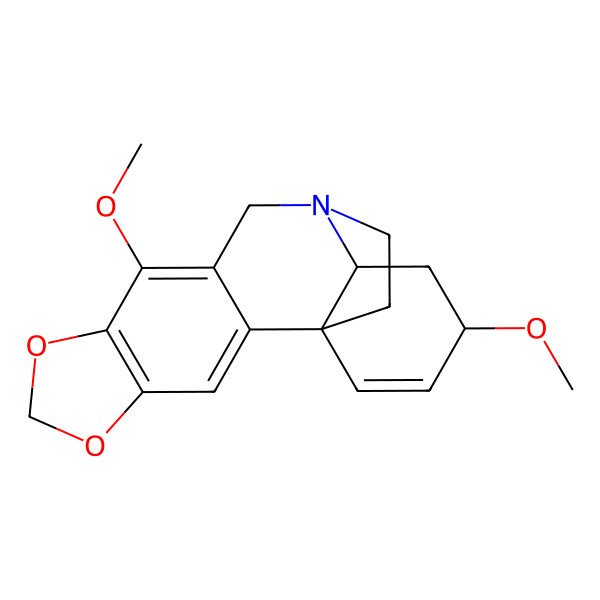 2D Structure of (1S,13S,15R)-9,15-dimethoxy-5,7-dioxa-12-azapentacyclo[10.5.2.01,13.02,10.04,8]nonadeca-2,4(8),9,16-tetraene