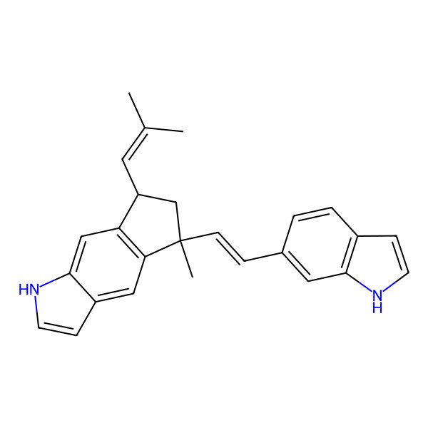 2D Structure of (5R,7R)-5-[(E)-2-(1H-indol-6-yl)ethenyl]-5-methyl-7-(2-methylprop-1-enyl)-6,7-dihydro-1H-cyclopenta[f]indole