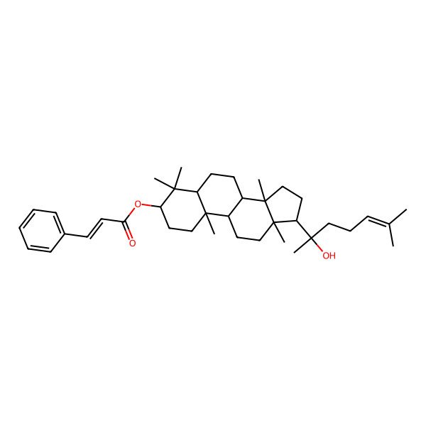 2D Structure of [(3S,5R,8R,9S,10R,13R,14S,17S)-17-[(2R)-2-hydroxy-6-methylhept-5-en-2-yl]-4,4,10,13,14-pentamethyl-2,3,5,6,7,8,9,11,12,15,16,17-dodecahydro-1H-cyclopenta[a]phenanthren-3-yl] (E)-3-phenylprop-2-enoate