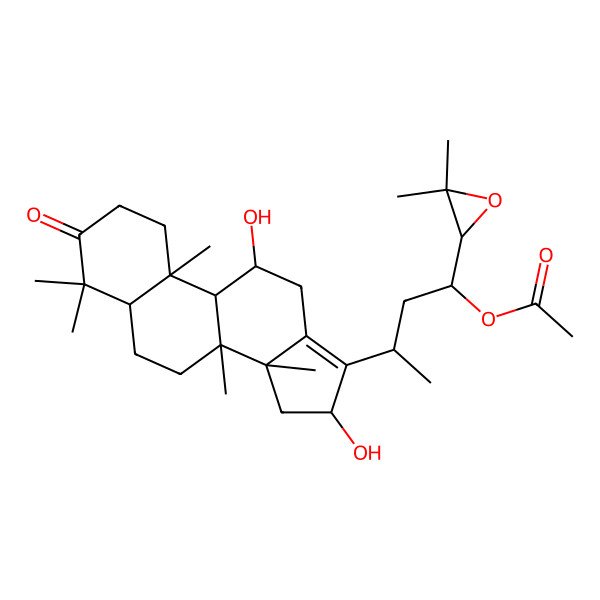2D Structure of [3-(11,16-Dihydroxy-4,4,8,10,14-pentamethyl-3-oxo-1,2,5,6,7,9,11,12,15,16-decahydrocyclopenta[a]phenanthren-17-yl)-1-(3,3-dimethyloxiran-2-yl)butyl] acetate