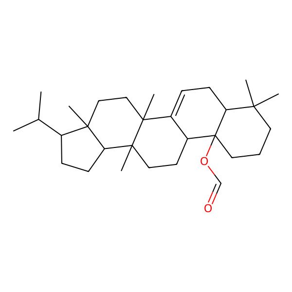 2D Structure of (3a,5a,8,8,13a-Pentamethyl-3-propan-2-yl-1,2,3,4,5,7,7a,9,10,11,11b,12,13,13b-tetradecahydrocyclopenta[a]chrysen-11a-yl) formate