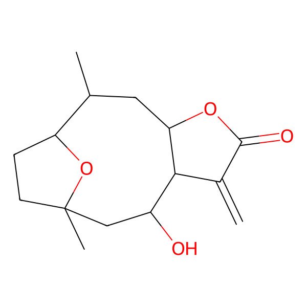 2D Structure of (1S,4S,8S,9R,11S)-9-hydroxy-2,11-dimethyl-7-methylidene-5,14-dioxatricyclo[9.2.1.04,8]tetradecan-6-one