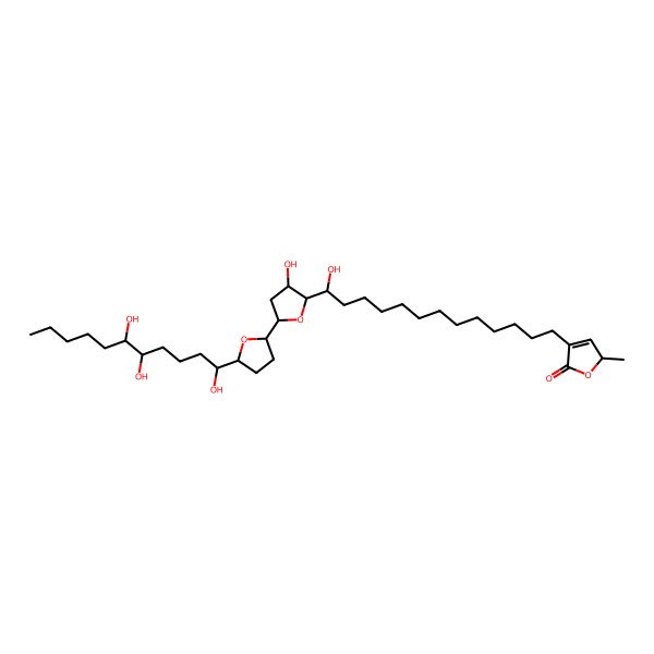 2D Structure of (2R)-4-[(13R)-13-hydroxy-13-[(2S,3R,5S)-3-hydroxy-5-[(2R,5S)-5-[(1R,5R,6S)-1,5,6-trihydroxyundecyl]oxolan-2-yl]oxolan-2-yl]tridecyl]-2-methyl-2H-furan-5-one