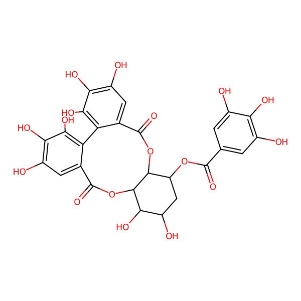 2D Structure of [(10S,11R,13R,14S,15S)-3,4,5,13,14,20,21,22-octahydroxy-8,17-dioxo-9,16-dioxatetracyclo[16.4.0.02,7.010,15]docosa-1(22),2,4,6,18,20-hexaen-11-yl] 3,4,5-trihydroxybenzoate