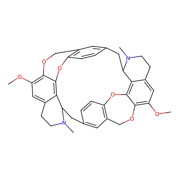 2D Structure of (1R,17R)-11,27-dimethoxy-16,32-dimethyl-9,25,35,39-tetraoxa-16,32-diazanonacyclo[20.10.3.36,13.13,7.119,23.026,34.029,33.010,38.017,37]tetraconta-3(40),4,6,10,12,19(36),20,22,26,28,33,37-dodecaene