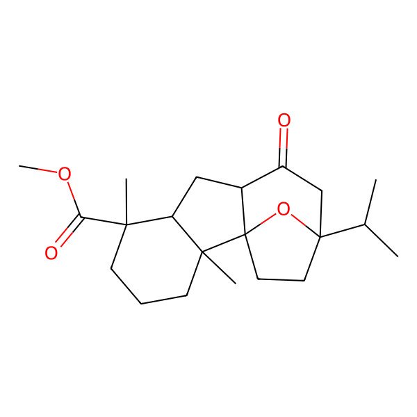 2D Structure of methyl (1R,2S,6R,7R,9R,12S)-2,6-dimethyl-10-oxo-12-propan-2-yl-15-oxatetracyclo[10.2.1.01,9.02,7]pentadecane-6-carboxylate