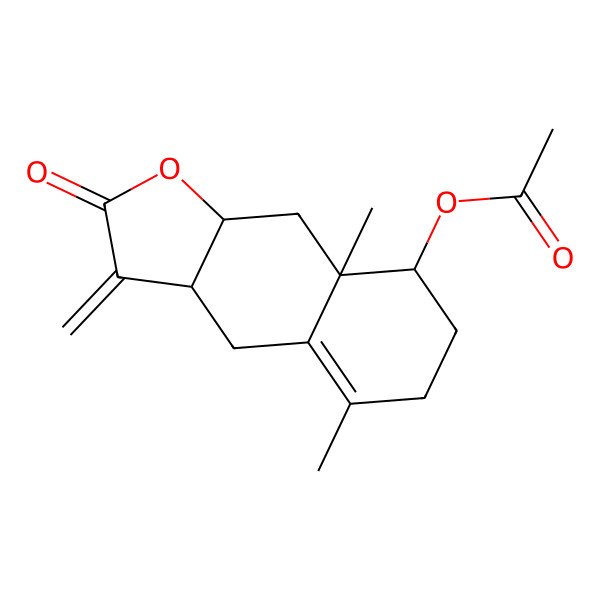 2D Structure of [(3aR,8R,8aR,9aR)-5,8a-dimethyl-3-methylidene-2-oxo-4,6,7,8,9,9a-hexahydro-3aH-benzo[f][1]benzofuran-8-yl] acetate