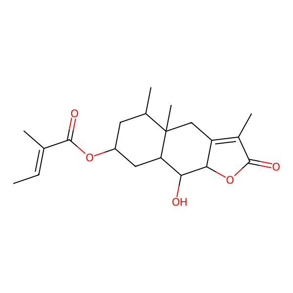 2D Structure of (9-Hydroxy-3,4a,5-trimethyl-2-oxo-4,5,6,7,8,8a,9,9a-octahydrobenzo[f][1]benzofuran-7-yl) 2-methylbut-2-enoate