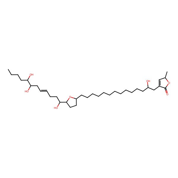 2D Structure of (2S)-4-[(2R)-2-hydroxy-14-[(2R,5S)-5-[(1S)-1,7,8-trihydroxydodec-4-enyl]oxolan-2-yl]tetradecyl]-2-methyl-2H-furan-5-one