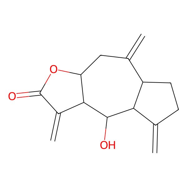 2D Structure of (3aR,5aR,8aR,9R,9aS)-9-hydroxy-1,5,8-trimethylidene-3a,4,5a,6,7,8a,9,9a-octahydroazuleno[6,5-b]furan-2-one