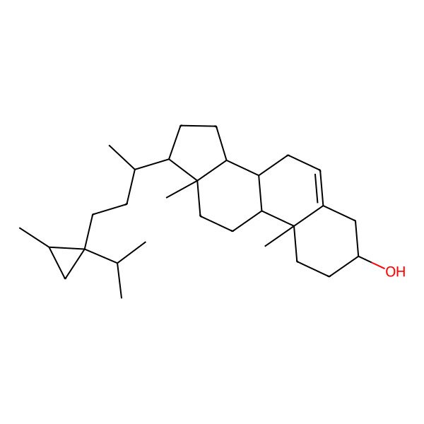 2D Structure of (3S,8S,9S,10R,13R,14S,17R)-10,13-dimethyl-17-[(2R)-4-[(1S,2S)-2-methyl-1-propan-2-ylcyclopropyl]butan-2-yl]-2,3,4,7,8,9,11,12,14,15,16,17-dodecahydro-1H-cyclopenta[a]phenanthren-3-ol