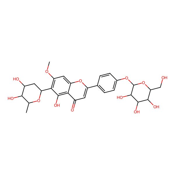 2D Structure of 6-[(2R,4R,5R,6R)-4,5-dihydroxy-6-methyloxan-2-yl]-5-hydroxy-7-methoxy-2-[4-[(2R,3S,4R,5R,6S)-3,4,5-trihydroxy-6-(hydroxymethyl)oxan-2-yl]oxyphenyl]chromen-4-one