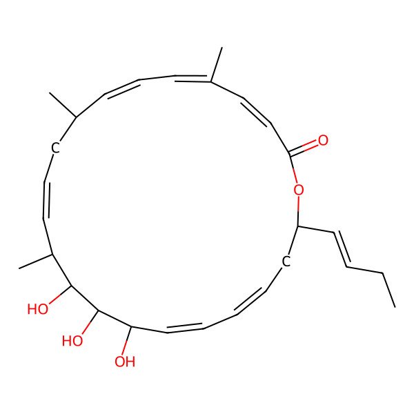 2D Structure of (3E,5E,7E,9S,11E,13R,14R,15S,16R,17Z,19E,22S)-22-[(E)-but-1-enyl]-14,15,16-trihydroxy-5,9,13-trimethyl-1-oxacyclodocosa-3,5,7,11,17,19-hexaen-2-one