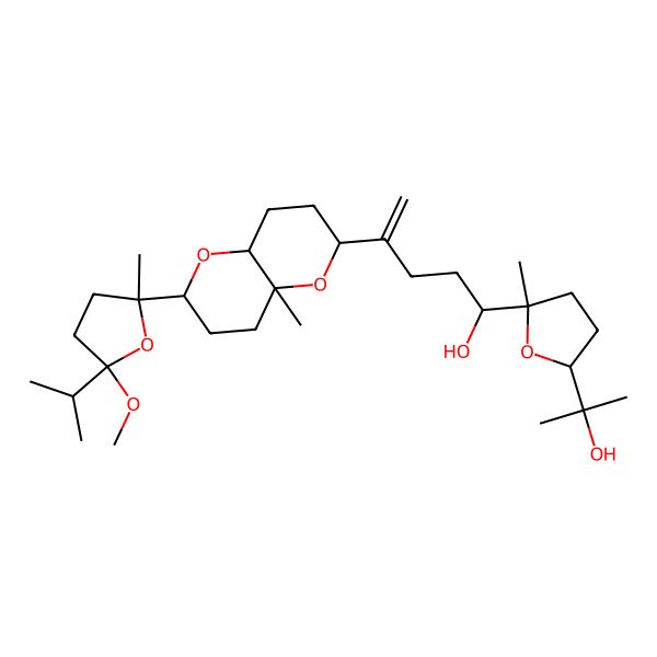 2D Structure of 1-[5-(2-hydroxypropan-2-yl)-2-methyloxolan-2-yl]-4-[2-(5-methoxy-2-methyl-5-propan-2-yloxolan-2-yl)-4a-methyl-3,4,6,7,8,8a-hexahydro-2H-pyrano[3,2-b]pyran-6-yl]pent-4-en-1-ol