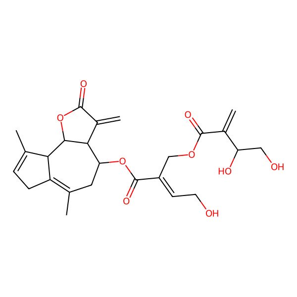 2D Structure of [2-[(6,9-Dimethyl-3-methylidene-2-oxo-3a,4,5,7,9a,9b-hexahydroazuleno[4,5-b]furan-4-yl)oxycarbonyl]-4-hydroxybut-2-enyl] 3,4-dihydroxy-2-methylidenebutanoate