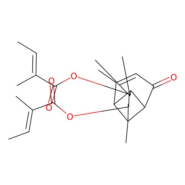 2D Structure of [2,6,6,9-Tetramethyl-5-(2-methylbut-2-enoyloxy)-11-oxo-4-tricyclo[5.4.0.02,8]undec-9-enyl] 2-methylbut-2-enoate