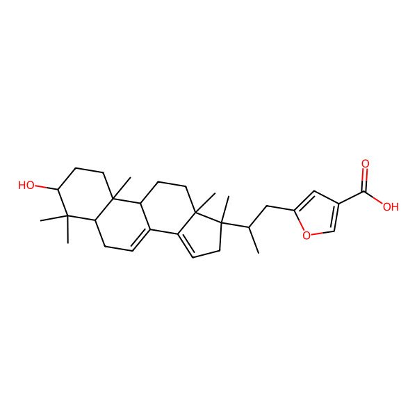 2D Structure of 5-[(2R)-2-[(3R,5R,9S,10R,13S,17S)-3-hydroxy-4,4,10,13,17-pentamethyl-2,3,5,6,9,11,12,16-octahydro-1H-cyclopenta[a]phenanthren-17-yl]propyl]furan-3-carboxylic acid