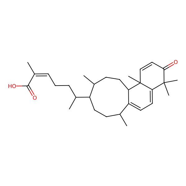 2D Structure of (E,6R)-2-methyl-6-[(1S,2R,11R,14R,15S)-2,6,6,11,15-pentamethyl-5-oxo-14-tricyclo[8.7.0.02,7]heptadeca-3,7,9-trienyl]hept-2-enoic acid