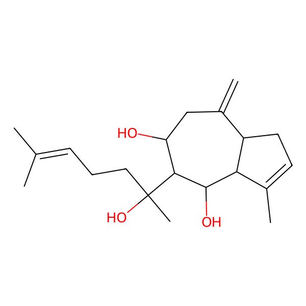 2D Structure of (3aS,5R,6S,8aR)-5-(2-hydroxy-6-methylhept-5-en-2-yl)-3-methyl-8-methylidene-3a,4,5,6,7,8a-hexahydro-1H-azulene-4,6-diol