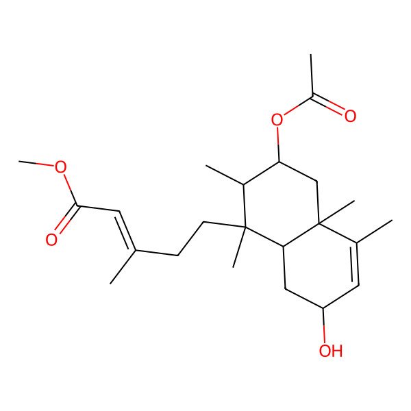2D Structure of Methyl 5-(3-acetyloxy-7-hydroxy-1,2,4a,5-tetramethyl-2,3,4,7,8,8a-hexahydronaphthalen-1-yl)-3-methylpent-2-enoate