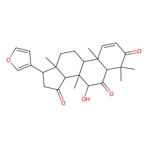 2D Structure of (5S,7S,8R,9R,10R,13S,14R,17R)-17-(furan-3-yl)-7-hydroxy-4,4,8,10,13-pentamethyl-5,7,9,11,12,14,16,17-octahydrocyclopenta[a]phenanthrene-3,6,15-trione