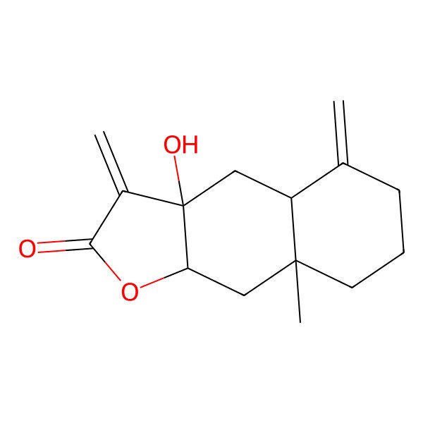 2D Structure of (3aS,4aS,8aR,9aR)-3a-hydroxy-8a-methyl-3,5-dimethylidene-4a,6,7,8,9,9a-hexahydro-4H-benzo[f][1]benzofuran-2-one