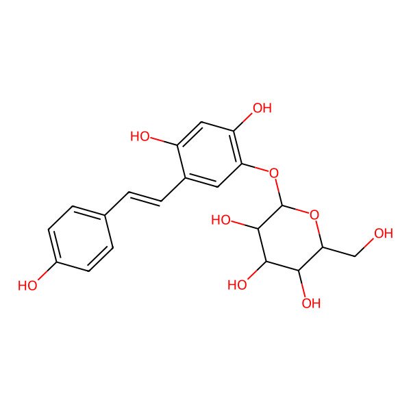 2D Structure of (2S,3R,4S,5S,6R)-2-[2,4-dihydroxy-5-[2-(4-hydroxyphenyl)ethenyl]phenoxy]-6-(hydroxymethyl)oxane-3,4,5-triol