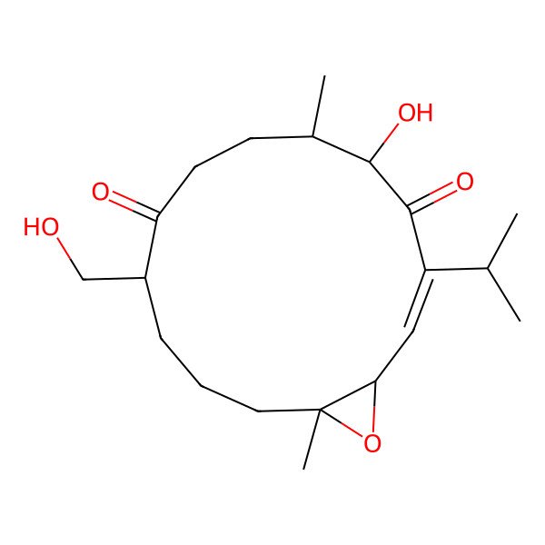 2D Structure of (1S,5S,6R,10S,14R)-5-hydroxy-10-(hydroxymethyl)-6,14-dimethyl-3-propan-2-yl-15-oxabicyclo[12.1.0]pentadec-2-ene-4,9-dione