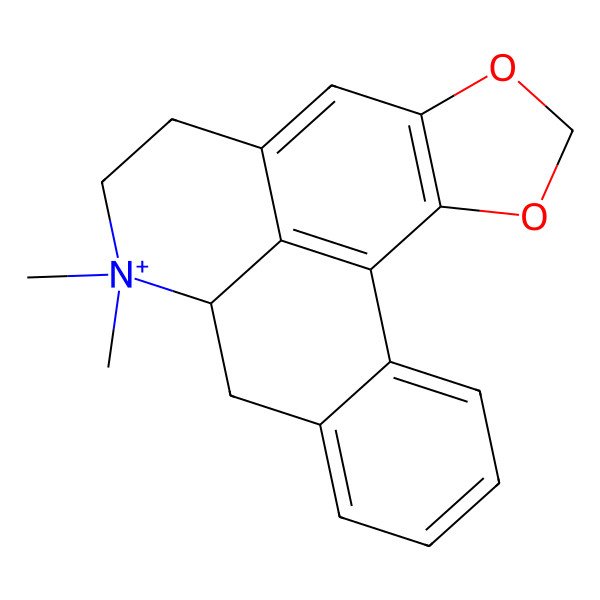 2D Structure of (12S)-11,11-dimethyl-3,5-dioxa-11-azoniapentacyclo[10.7.1.02,6.08,20.014,19]icosa-1(20),2(6),7,14,16,18-hexaene