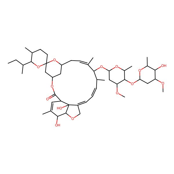 2D Structure of (1R,4S,5'S,6R,6'S,8R,10E,12S,13S,14E,16E,20R,21R,24S)-6'-[(2S)-butan-2-yl]-21,24-dihydroxy-12-[(2R,4S,5S,6S)-5-[(2S,4S,5S,6S)-5-hydroxy-4-methoxy-6-methyloxan-2-yl]oxy-4-methoxy-6-methyloxan-2-yl]oxy-5',11,13,22-tetramethylspiro[3,7,19-trioxatetracyclo[15.6.1.14,8.020,24]pentacosa-10,14,16,22-tetraene-6,2'-oxane]-2-one