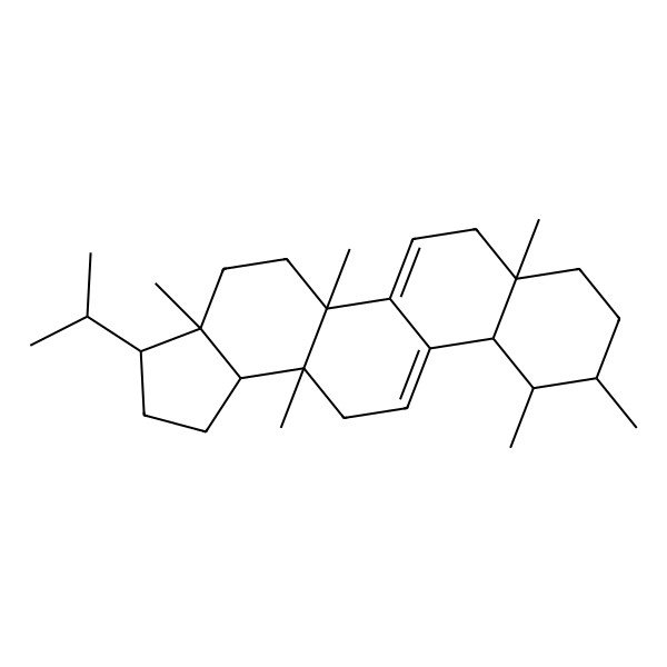 2D Structure of (3R,3aR,5aS,7aR,10R,11S,11aS,13aS,13bR)-3a,5a,7a,10,11,13a-hexamethyl-3-propan-2-yl-2,3,4,5,7,8,9,10,11,11a,13,13b-dodecahydro-1H-cyclopenta[a]chrysene