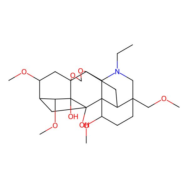 2D Structure of 14-Ethyl-4,6,19-trimethoxy-16-(methoxymethyl)-9,11-dioxa-14-azaheptacyclo[10.7.2.12,5.01,13.03,8.08,12.016,20]docosane-2,3-diol