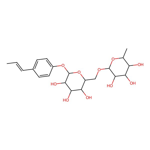 2D Structure of (2R,3S,4S,5S,6S)-2-methyl-6-[[(2R,3S,4S,5R,6S)-3,4,5-trihydroxy-6-[4-[(E)-prop-1-enyl]phenoxy]oxan-2-yl]methoxy]oxane-3,4,5-triol