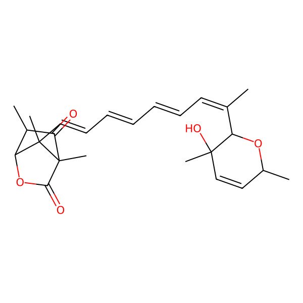 2D Structure of (1S,4S,6R,7S)-7-[(1E,3E,5E,7E)-8-[(2S,3R,6S)-3-hydroxy-3,6-dimethyl-2,6-dihydropyran-2-yl]nona-1,3,5,7-tetraenyl]-4,6,7-trimethyl-2-oxabicyclo[2.2.1]heptane-3,5-dione