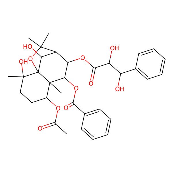 2D Structure of [(1S,2S,5S,6S,7R,8S,9S,12R)-5-acetyloxy-8-[(2R,3S)-2,3-dihydroxy-3-phenylpropanoyl]oxy-2,12-dihydroxy-2,6,10,10-tetramethyl-11-oxatricyclo[7.2.1.01,6]dodecan-7-yl] benzoate