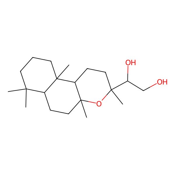 2D Structure of (1R)-1-[(3R,4aS,6aR,10aR,10bS)-3,4a,7,7,10a-pentamethyl-2,5,6,6a,8,9,10,10b-octahydro-1H-benzo[f]chromen-3-yl]ethane-1,2-diol