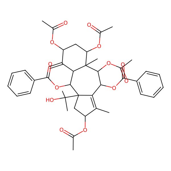 2D Structure of [2,5,6,8-tetraacetyloxy-10-benzoyloxy-10a-(2-hydroxypropan-2-yl)-3,5a-dimethyl-9-methylidene-2,4,5,6,7,8,9a,10-octahydro-1H-benzo[g]azulen-4-yl] benzoate