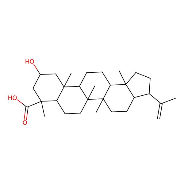 2D Structure of 10-Hydroxy-5a,5b,8,11a,13b-pentamethyl-3-prop-1-en-2-yl-1,2,3,3a,4,5,6,7,7a,9,10,11,11b,12,13,13a-hexadecahydrocyclopenta[a]chrysene-8-carboxylic acid