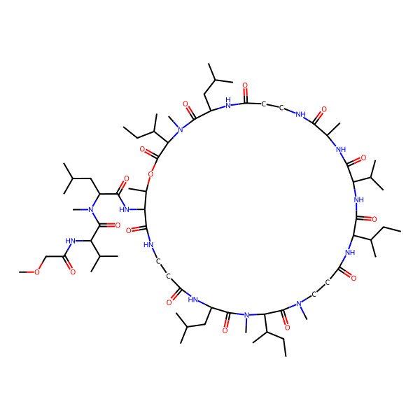 2D Structure of MeOAc-D-Val-DL-N(Me)Leu-D-xiThr(1)-bAla-D-Leu-N(Me)aIle-N(Me)bAla-D-Ile-Val-D-Ala-bAla-DL-Leu-N(Me)aIle-(1)