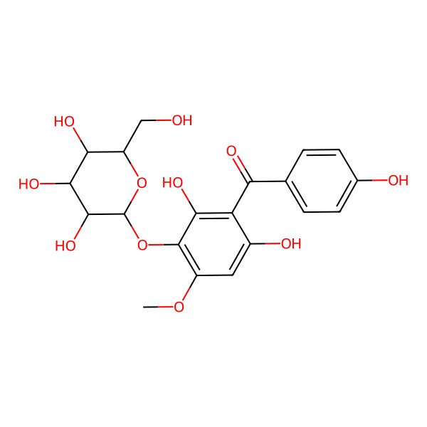 2D Structure of [2,6-dihydroxy-4-methoxy-3-[(2R,3S,5S)-3,4,5-trihydroxy-6-(hydroxymethyl)oxan-2-yl]oxyphenyl]-(4-hydroxyphenyl)methanone