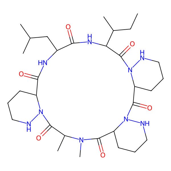 2D Structure of 24-Butan-2-yl-10,11-dimethyl-21-(2-methylpropyl)-3,4,10,13,14,20,23,26,27-nonazatetracyclo[24.4.0.03,8.013,18]triacontane-2,9,12,19,22,25-hexone