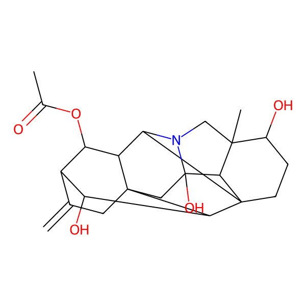 2D Structure of [(1R,4R,5R,8R,9S,10S,11R,14R,16R,17S,18R,19R)-4,16,19-trihydroxy-5-methyl-12-methylidene-7-azaheptacyclo[9.6.2.01,8.05,17.07,16.09,14.014,18]nonadecan-10-yl] acetate