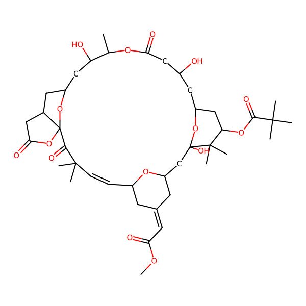 2D Structure of [(1S,4E,6R,8E,10S,12S,14S,16R,18R,22S,23R,25S,27R)-12,18,23-trihydroxy-8-(2-methoxy-2-oxoethylidene)-3,3,13,13,22-pentamethyl-2,20,29-trioxo-21,30,31,32,33-pentaoxapentacyclo[23.5.1.16,10.112,16.01,27]tritriacont-4-en-14-yl] 2,2-dimethylpropanoate