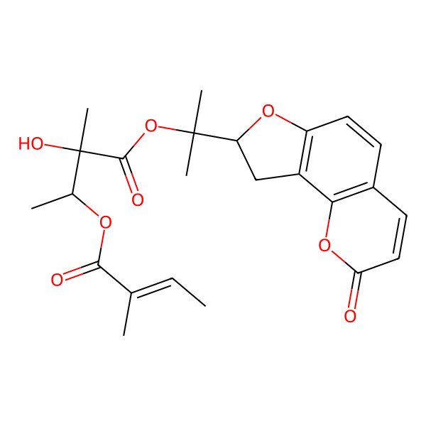2D Structure of 2-(2-Oxo-8,9-dihydrofuro[2,3-h]chromen-8-yl)propan-2-yl 2-hydroxy-2-methyl-3-(2-methylbut-2-enoyloxy)butanoate