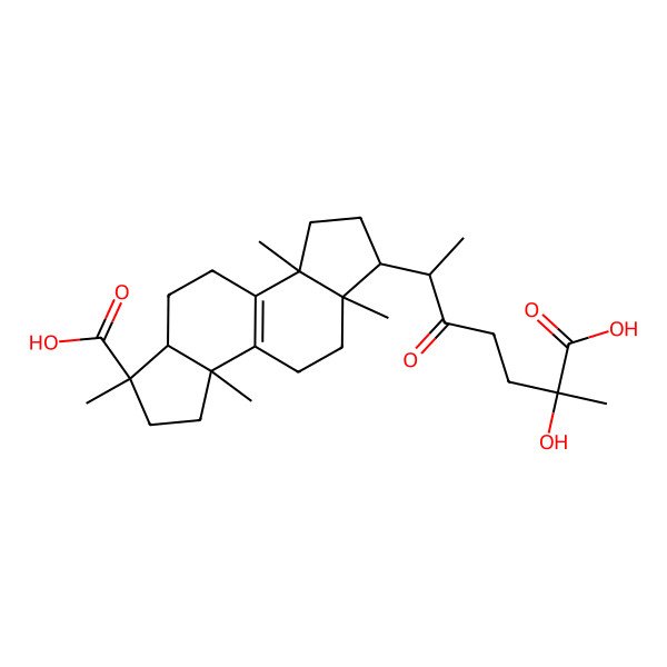 2D Structure of (1R,3aS,5aR,6R,8aR)-6-[(2S)-6-carboxy-6-hydroxy-3-oxoheptan-2-yl]-1,3a,5a,8a-tetramethyl-2,3,4,5,6,7,8,9,10,10a-decahydroindeno[5,4-e]indene-1-carboxylic acid