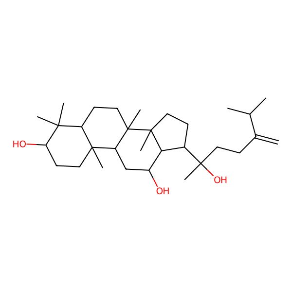 2D Structure of 17-(2-hydroxy-6-methyl-5-methylideneheptan-2-yl)-4,4,8,10,14-pentamethyl-2,3,5,6,7,9,11,12,13,15,16,17-dodecahydro-1H-cyclopenta[a]phenanthrene-3,12-diol