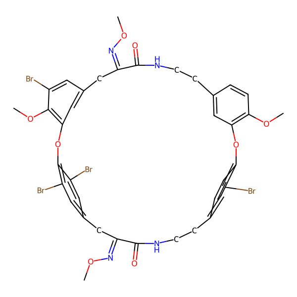 2D Structure of 16,21,32,36-Tetrabromo-4,17-dimethoxy-12,25-bis(methoxyimino)-2,19-dioxa-10,27-diazapentacyclo[28.2.2.220,23.13,7.114,18]octatriaconta-1(32),3,5,7(38),14(37),15,17,20(36),21,23(35),30,33-dodecaene-11,26-dione