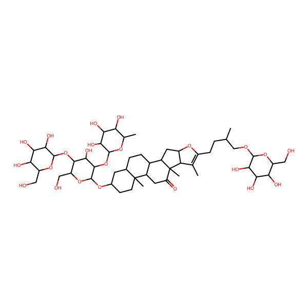 2D Structure of (1R,2S,4S,8R,9S,12S,13S,16S,18S)-16-[(2R,3R,4S,5R,6R)-4-hydroxy-6-(hydroxymethyl)-5-[(2S,3R,4S,5S,6R)-3,4,5-trihydroxy-6-(hydroxymethyl)oxan-2-yl]oxy-3-[(2S,3R,4R,5R,6S)-3,4,5-trihydroxy-6-methyloxan-2-yl]oxyoxan-2-yl]oxy-7,9,13-trimethyl-6-[(3S)-3-methyl-4-[(2S,3R,4S,5S,6R)-3,4,5-trihydroxy-6-(hydroxymethyl)oxan-2-yl]oxybutyl]-5-oxapentacyclo[10.8.0.02,9.04,8.013,18]icos-6-en-10-one